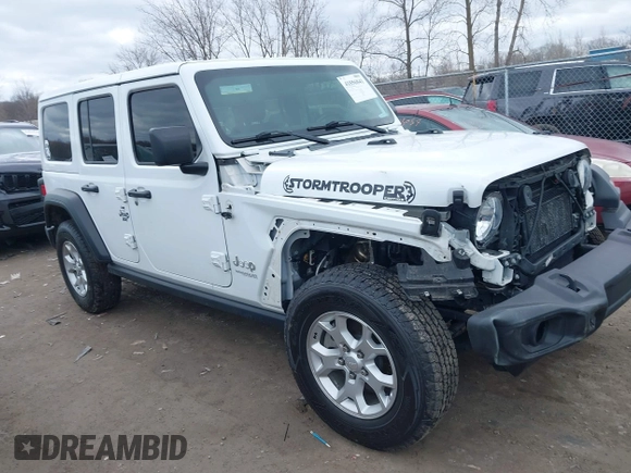 2021 Jeep Wrangler Unlimited Willys Sport with VIN 1C4HJXDG8MW596171, listed as a IAAI auction lot 41856841 with 86,353 mi miles and . Bid and sale history available at DreamBid. Image 14.