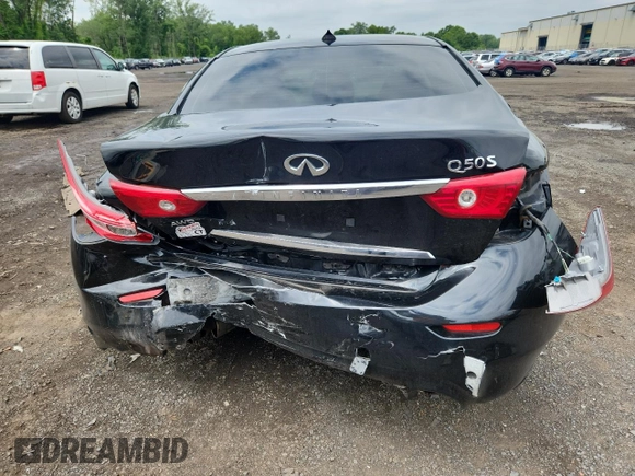 2014 Infiniti Q50 Sport with VIN JN1BV7AR2EM690658, listed as a Copart auction lot 64209225 with 179,629 mi miles and Salvage title. Bid and sale history available at DreamBid. Image 6.