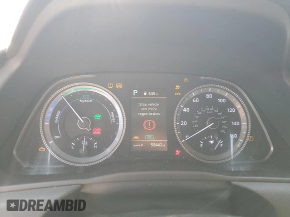 2022 Hyundai Sonata Hybrid Blue with VIN KMHL24JJ0NA048357, listed as a Copart auction lot 76069904 with 58,442 mi miles and Salvage Title. Bid and sale history available at carsss.com. Image 9.
