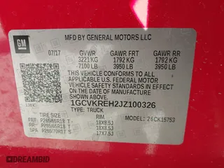 2018 Chevrolet Silverado 1500 LT with VIN 1GCVKREH2JZ100326, listed as a IAAI auction lot 41811192 with 110,352 mi miles. Bid and sale history available at carsss.com. Image 9.
