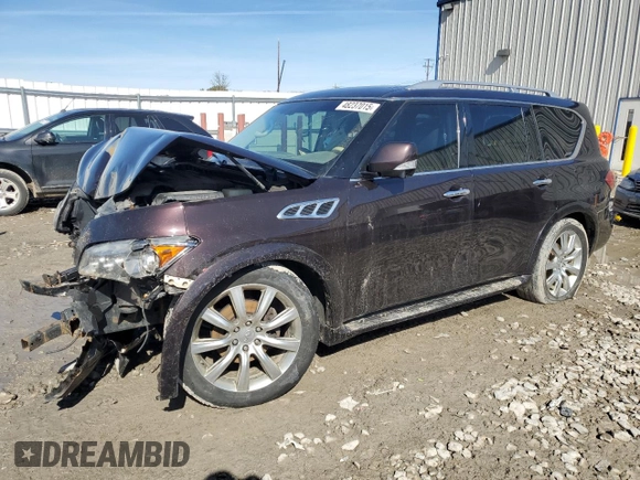 2011 Infiniti QX56 7-passenger with VIN JN8AZ2NE9B9005131, listed as a Copart auction lot 48237015 with 0 mi miles and Non Repairable. Bid and sale history available at carsss.com. Image 1.