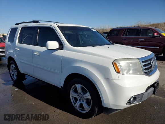 2014 Honda Pilot EX-L with VIN 5FNYF3H77EB015608, listed as a Copart auction lot 43647195 with 59,365 mi miles and Salvage Title. Bid and sale history available at DreamBid. Image 4.