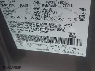 2006 Ford Escape XLT with VIN 1FMYU93126KC04632, listed as a IAAI auction lot 41912068 with 133,216 mi miles. Bid and sale history available at carsss.com. Image 9.