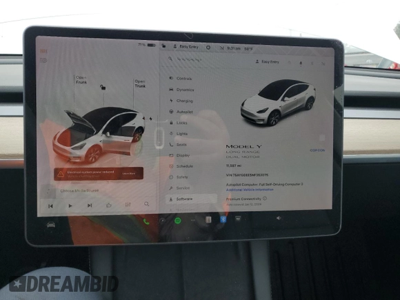 2022 Tesla Model Y Long Range z VIN 7SAYGDEE5NF352075, wystawiony jako Copart lot #50799895 z przebiegiem 11 597 mil mil oraz Szkoda całkowita • Salvage title. Historia ofert i sprzedaży dostępna na DreamBid. Obrazek 9.