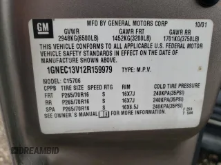 2002 Chevrolet Tahoe LS with VIN 1GNEC13V12R159979, listed as a Copart auction lot 78941184 with 93,775 mi miles and Salvage Title. Bid and sale history available at carsss.com. Image 14.