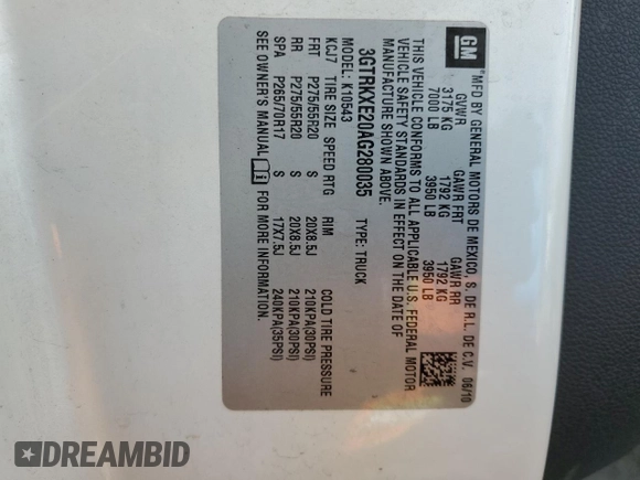 2010 GMC Sierra 1500 Denali z VIN 3GTRKXE20AG280035, wystawiony jako Copart lot #51327485 z przebiegiem 290 600 mil mil oraz Szkoda całkowita • Salvage title. Historia ofert i sprzedaży dostępna na DreamBid. Obrazek 12.