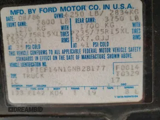 1986 Ford F-150 with VIN 1FTEF14N1GNB28177, listed as a Copart auction lot 86916464 with 53,181 mi miles and Salvage Title. Bid and sale history available at carsss.com. Image 12.