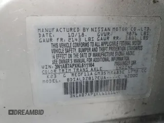 2019 Nissan Sentra SV with VIN 3N1AB7APXKL611164, listed as a Copart auction lot 42495555 with 122,062 mi miles and Salvage Title. Bid and sale history available at DreamBid. Image 14.