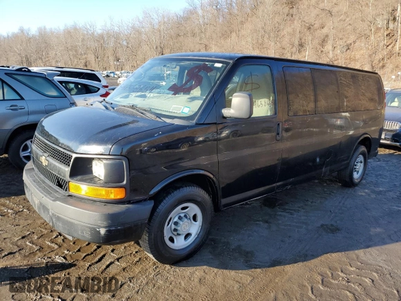 2012 Chevrolet Express Passenger 1LS with VIN 1GAZGZFA8C1191908, listed as a Copart auction lot 46998515 with 220,513 mi miles and Clean title. Bid and sale history available at DreamBid. Image 1.
