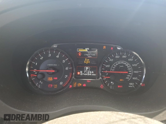 2020 Subaru WRX Limited with VIN JF1VA1N60L8822699, listed as a Copart auction lot 61814595 with 74,434 mi miles and Salvage title. Bid and sale history available at DreamBid. Image 9.