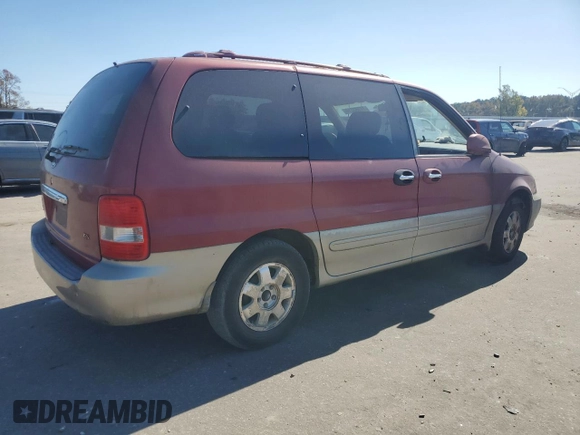 2003 Kia Sedona LX with VIN KNDUP131636364111, listed as a Copart auction lot 77393214 with 0 mi miles and Salvage Title. Bid and sale history available at carsss.com. Image 3.