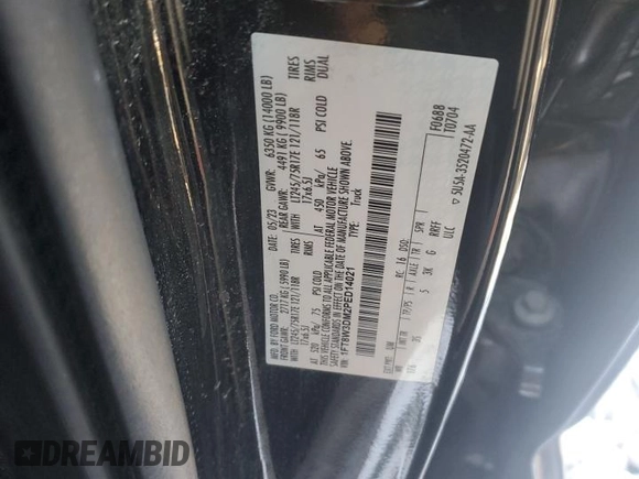 2023 Ford F-350 XL with VIN 1FT8W3DM2PED14021, listed as a Copart auction lot 87533355 with 86,991 mi miles and Salvage Title. Bid and sale history available at DreamBid. Image 12.