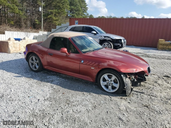 2001 BMW Z3 2.5i with VIN WBACN33401LM03049, listed as a Copart auction lot 44110745 with 187,968 mi miles and Salvage Title. Bid and sale history available at carsss.com. Image 4.