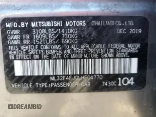 2020 Mitsubishi Mirage SE z VIN ML32F4FJ0LHF04770, wystawiony jako Copart lot #50016415 z przebiegiem 112 116 mil mil oraz Szkody całkowita. Historia ofert i sprzedaży dostępna na DreamBid. Obrazek 12.