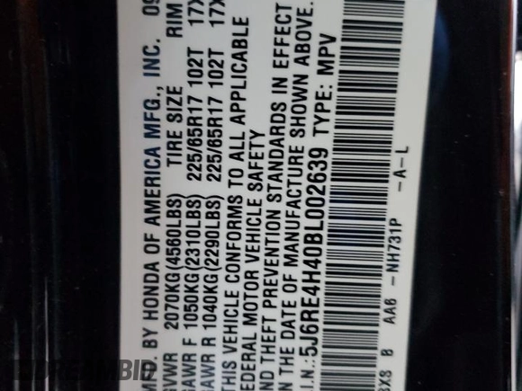 2011 Honda CR-V SE with VIN 5J6RE4H40BL002639, listed as a Copart auction lot 44794765 with 159,410 mi miles and Salvage Title. Bid and sale history available at carsss.com. Image 13.