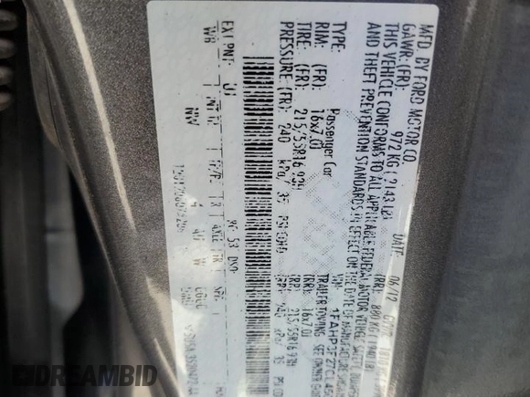 2012 Ford Focus SE with VIN 1FAHP3F27CL450763, listed as a Copart auction lot 61091755 with Not provided miles and Clean title. Bid and sale history available at DreamBid. Image 12.