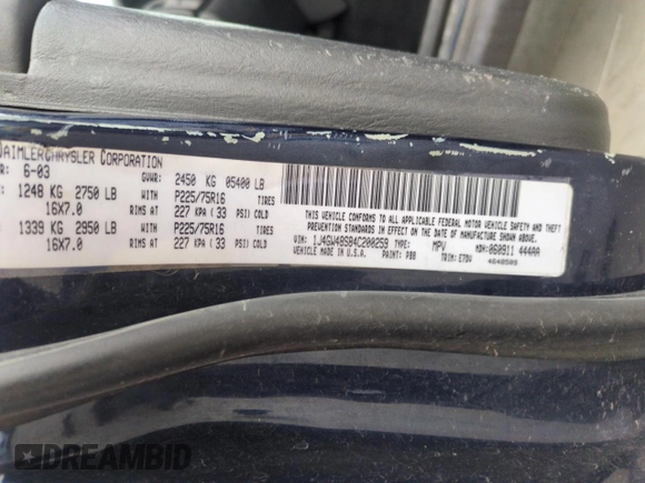 2004 Jeep Grand Cherokee Laredo with VIN 1J4GW48S84C200259, listed as a Copart auction lot 51002325 with 158,193 mi miles and Salvage Title. Bid and sale history available at carsss.com. Image 13.