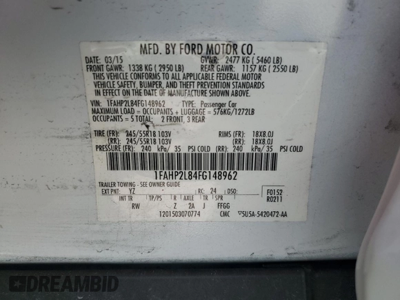 2015 Ford Police Interceptor with VIN 1FAHP2L84FG148962, listed as a Copart auction lot 71539464 with 140,072 mi miles and Salvage title. Bid and sale history available at DreamBid. Image 12.