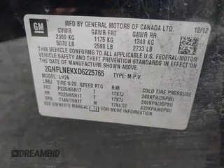 2013 Chevrolet Equinox LT with VIN 2GNFLNEKXD6225765, listed as a IAAI auction lot 42110576 with 175,083 mi miles and . Bid and sale history available at DreamBid. Image 9.