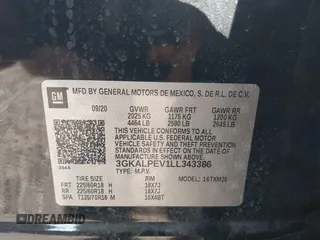2020 GMC Terrain SLT with VIN 3GKALPEV1LL343386, listed as a IAAI auction lot 42102089 with 38,632 mi miles and . Bid and sale history available at DreamBid. Image 9.