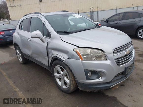 2015 Chevrolet Trax LTZ with VIN 3GNCJTSB7FL235895, listed as a IAAI auction lot 41279161 with 158,877 mi miles. Bid and sale history available at carsss.com. Image 1.
