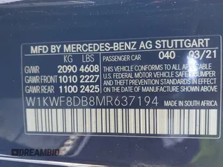 2021 Mercedes-Benz C 300 with VIN W1KWF8DB8MR637194, listed as a IAAI auction lot 41466736 with 71,340 mi miles and . Bid and sale history available at DreamBid. Image 9.