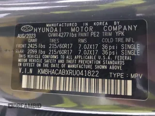 2024 Hyundai Kona SE with VIN KM8HACABXRU041822, listed as a IAAI auction lot 41940887 with 24,505 mi miles. Bid and sale history available at carsss.com. Image 9.