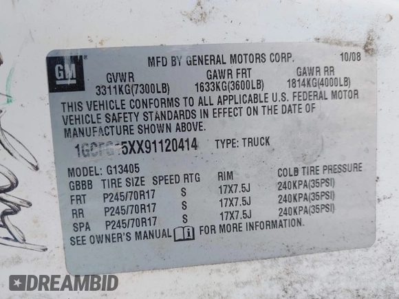 2009 Chevrolet Express Cargo with VIN 1GCFG15XX91120414, listed as a IAAI auction lot 42862198 with 166,675 mi miles and . Bid and sale history available at DreamBid. Image 9.