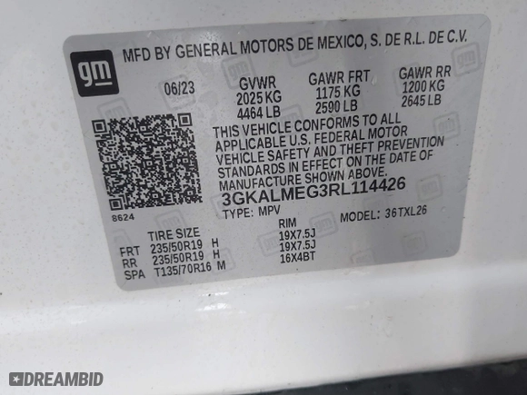 2024 GMC Terrain SLE with VIN 3GKALMEG3RL114426, listed as a IAAI auction lot 41524538 with 31,551 mi miles. Bid and sale history available at carsss.com. Image 9.