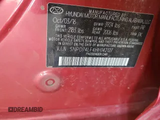 2017 Hyundai Elantra SE z VIN 5NPD74LF4HH142127, wystawiony jako Copart lot #57972015 z przebiegiem 104 176 mil mil oraz Szkoda całkowita • Salvage title. Historia ofert i sprzedaży dostępna na DreamBid. Obrazek 13.