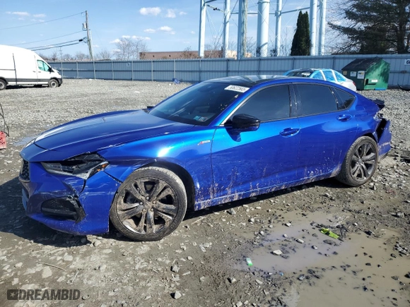 2021 Acura TLX w/A-Spec Package with VIN 19UUB5F56MA013302, listed as a Copart auction lot 50622565 with 47,059 mi miles and Salvage Title. Bid and sale history available at carsss.com. Image 1.