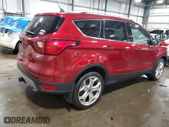 2019 Ford Escape Titanium with VIN 1FMCU9J9XKUA41715, listed as a Copart auction lot 57483725 with 30,644 mi miles and Salvage title. Bid and sale history available at DreamBid. Image 3.