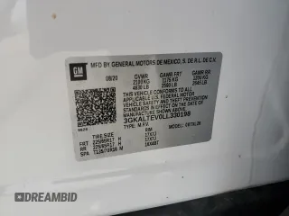 2020 GMC Terrain SLE with VIN 3GKALTEV0LL330198, listed as a Copart auction lot 51266175 with 47,384 mi miles and Salvage title. Bid and sale history available at DreamBid. Image 13.