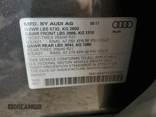 2018 Audi SQ5 Premium Plus with VIN WA1A4AFY3J2015507, listed as a Copart auction lot 75185954 with 71,386 mi miles and Salvage Title. Bid and sale history available at DreamBid. Image 12.