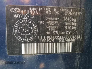 2013 Hyundai Elantra GT with VIN KMHD35LE8DU018141, listed as a Copart auction lot 64587374 with 271,587 mi miles and Salvage Title. Bid and sale history available at carsss.com. Image 12.