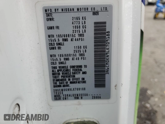2020 Nissan NV200 SV с VIN 3N6CM0KN9LK709188, выставлен на аукционе Copart как лот 58451415 с пробегом 76 699 миль миль и Списание • Salvage title. История ставок и продаж доступна на DreamBid. Изображение 12.