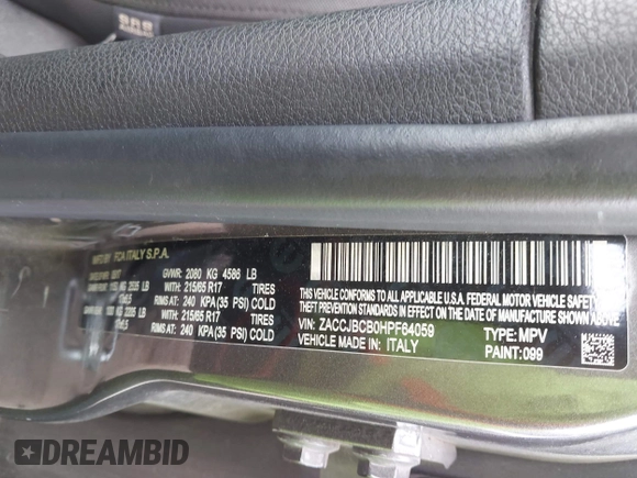 2017 Jeep Renegade Trailhawk с VIN ZACCJBCB0HPF64059, выставлен на аукционе IAAI как лот 42280420 с пробегом 152 936 миль миль и . История ставок и продаж доступна на DreamBid. Изображение 9.