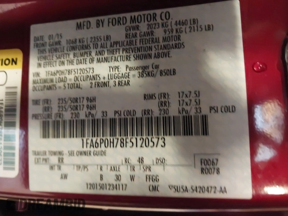 2015 Ford Fusion SE z VIN 1FA6P0H78F5120573, wystawiony jako IAAI lot #42201135 z przebiegiem 134 490 mil mil oraz . Historia ofert i sprzedaży dostępna na DreamBid. Obrazek 9.