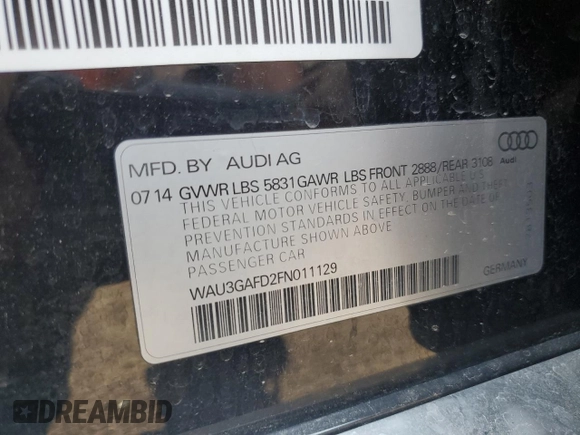 2015 Audi A8 3.0T с VIN WAU3GAFD2FN011129, выставлен на аукционе Copart как лот 64904045 с пробегом 147 549 миль миль и Чистый • Clean title. История ставок и продаж доступна на DreamBid. Изображение 12.