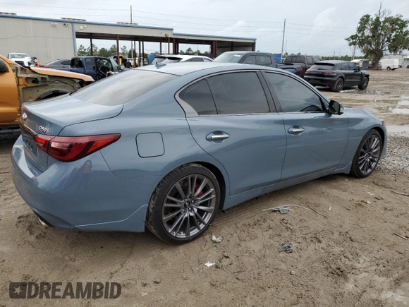 2022 Infiniti Q50 Red Sport 400 with VIN JN1FV7DP7NM370229, listed as a Copart auction lot 55123274 with 36,057 mi miles and Salvage Title. Bid and sale history available at DreamBid. Image 3.