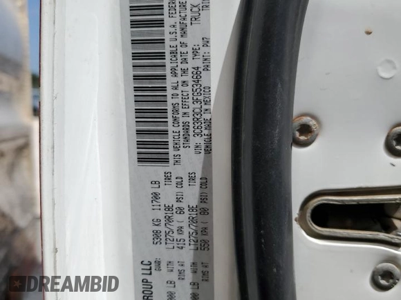 2015 Ram 3500 Tradesman with VIN 3C63R3CL3FG534664, listed as a Copart auction lot 65513594 with 168,088 mi miles and Salvage Title. Bid and sale history available at carsss.com. Image 15.