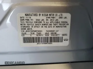 2017 Infiniti Q50 Premium с VIN JN1EV7AP8HM736591, выставлен на аукционе Copart как лот 56949185 с пробегом 52 999 миль миль и Списание • Salvage title. История ставок и продаж доступна на DreamBid. Изображение 13.
