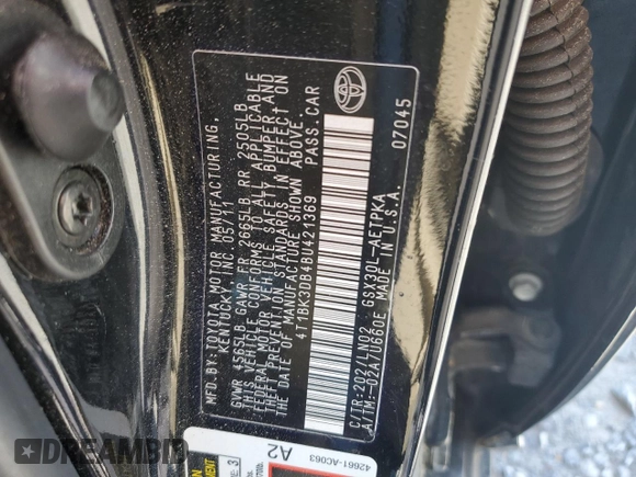 2011 Toyota Avalon with VIN 4T1BK3DB4BU421369, listed as a Copart auction lot 53159135 with 162,681 mi miles and Salvage Title. Bid and sale history available at DreamBid. Image 14.