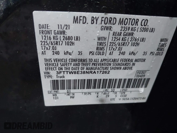 2022 Ford Maverick XL z VIN 3FTTW8E38NRA17262, wystawiony jako IAAI lot #42308633 z przebiegiem 31 789 mil mil oraz . Historia ofert i sprzedaży dostępna na DreamBid. Obrazek 9.