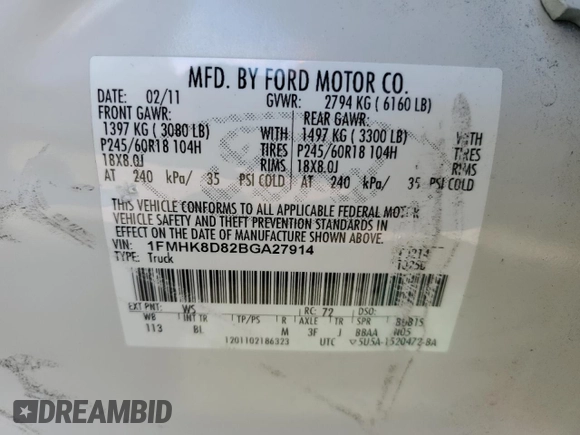 2011 Ford Explorer XLT с VIN 1FMHK8D82BGA27914, выставлен на аукционе Copart как лот 63690925 с пробегом 229 592 миль миль и Списание • Salvage title. История ставок и продаж доступна на DreamBid. Изображение 13.