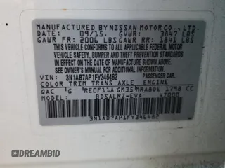 2015 Nissan Sentra SR with VIN 3N1AB7AP1FY346482, listed as a Copart auction lot 53758305 with 69,841 mi miles and Salvage Title. Bid and sale history available at DreamBid. Image 13.