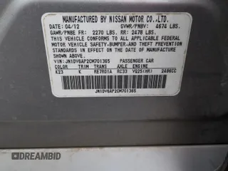 2012 Infiniti G25 Sedan Journey with VIN JN1DV6AP2CM701365, listed as a Copart auction lot 48452715 with 112,948 mi miles and Salvage Title. Bid and sale history available at carsss.com. Image 12.