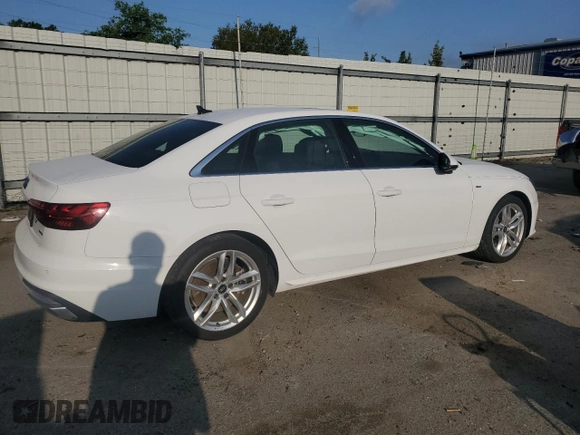 2023 Audi A4 S line Premium Plus with VIN WAUEAAF42PA020089, listed as a Copart auction lot 50093875 with 43,576 mi miles and Salvage Title. Bid and sale history available at DreamBid. Image 3.