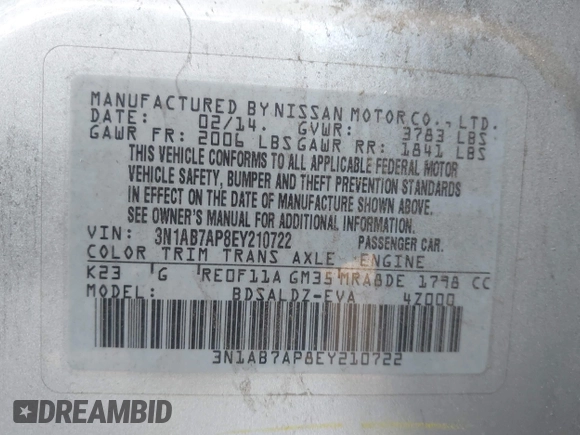 2014 Nissan Sentra S with VIN 3N1AB7AP8EY210722, listed as a IAAI auction lot 42157868 with 146,823 mi miles and . Bid and sale history available at DreamBid. Image 9.
