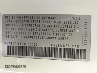 2009 Volkswagen GTI z VIN WVWED71K69W122925, wystawiony jako IAAI lot #42491865 z przebiegiem 97 467 mil mil oraz . Historia ofert i sprzedaży dostępna na DreamBid. Obrazek 9.